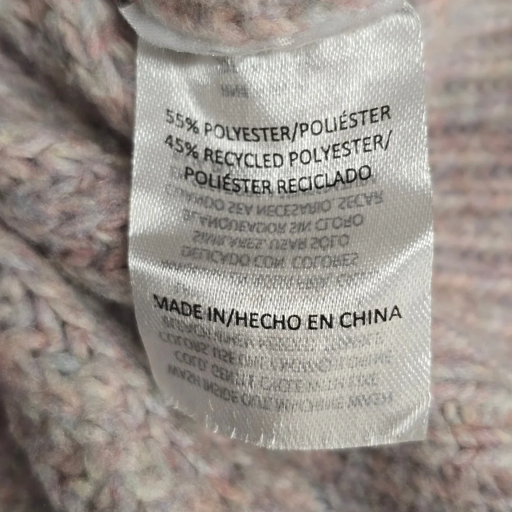 Love Knits NYC Women XL V Neck Cable Knit MultiColor Granola Thread Sweater Cozy
